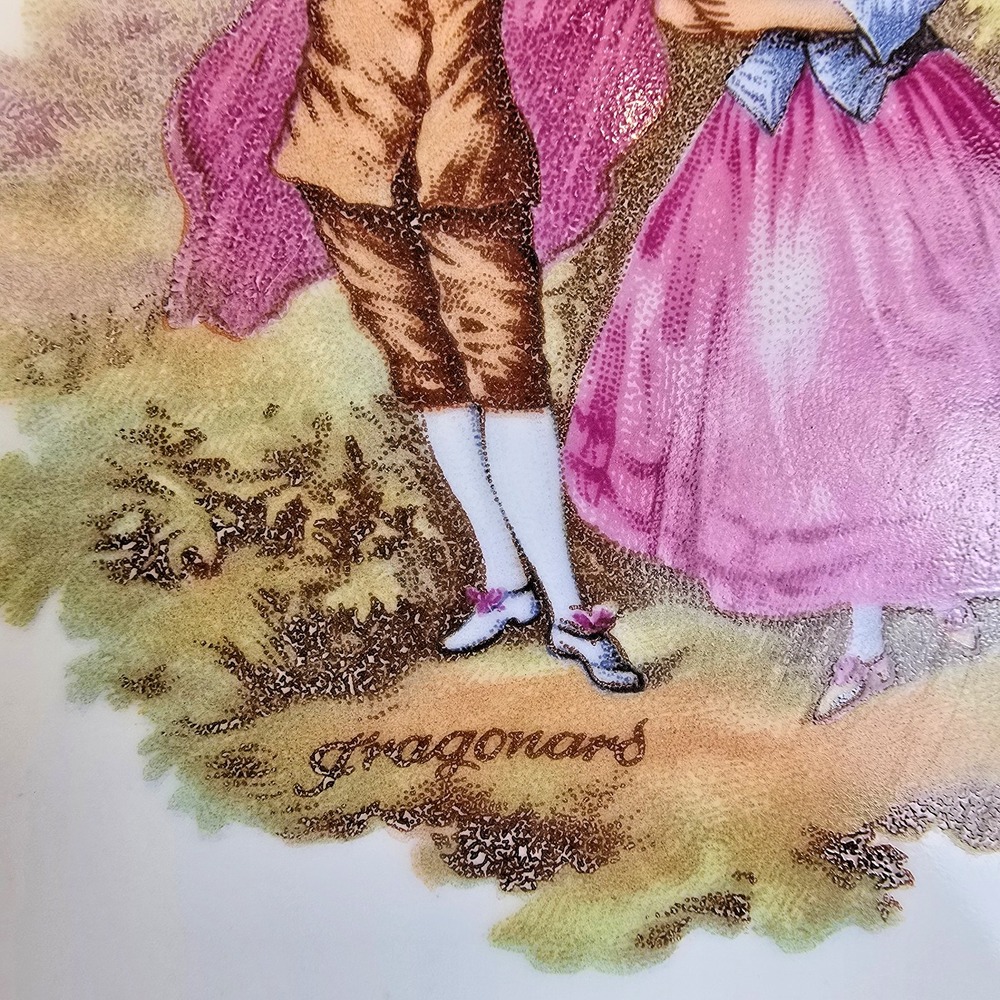 22 K Gold Trim L Parbus Bavaria Germany 2 Plates Fragonard courting couple 6.75" - Picture 7 of 10